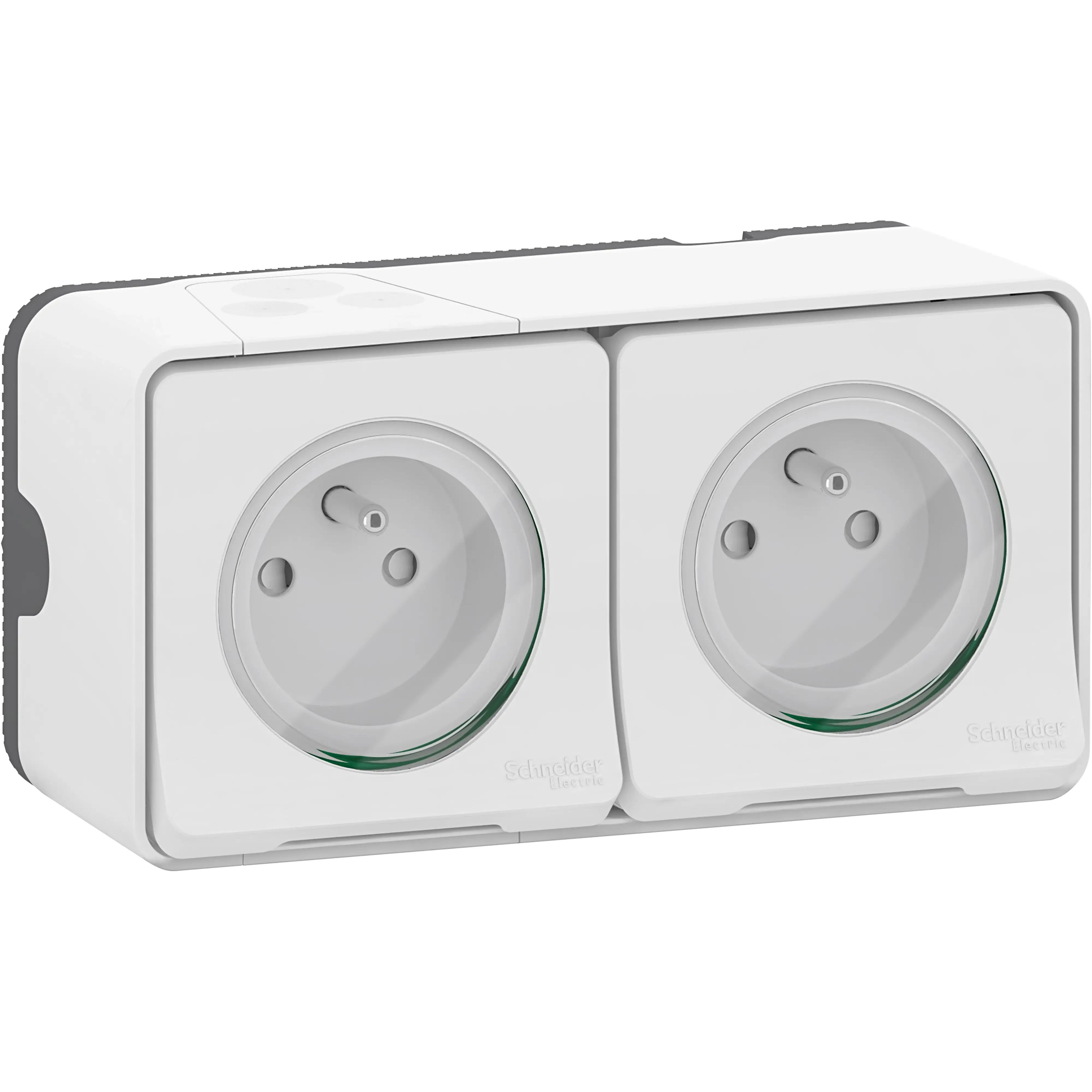 Mureva Styl - Double prise 2P+T précâblée horiz - saillie - IP55 - IK08 - blanc - SCHNEIDER ELECTRIC - MUR36027