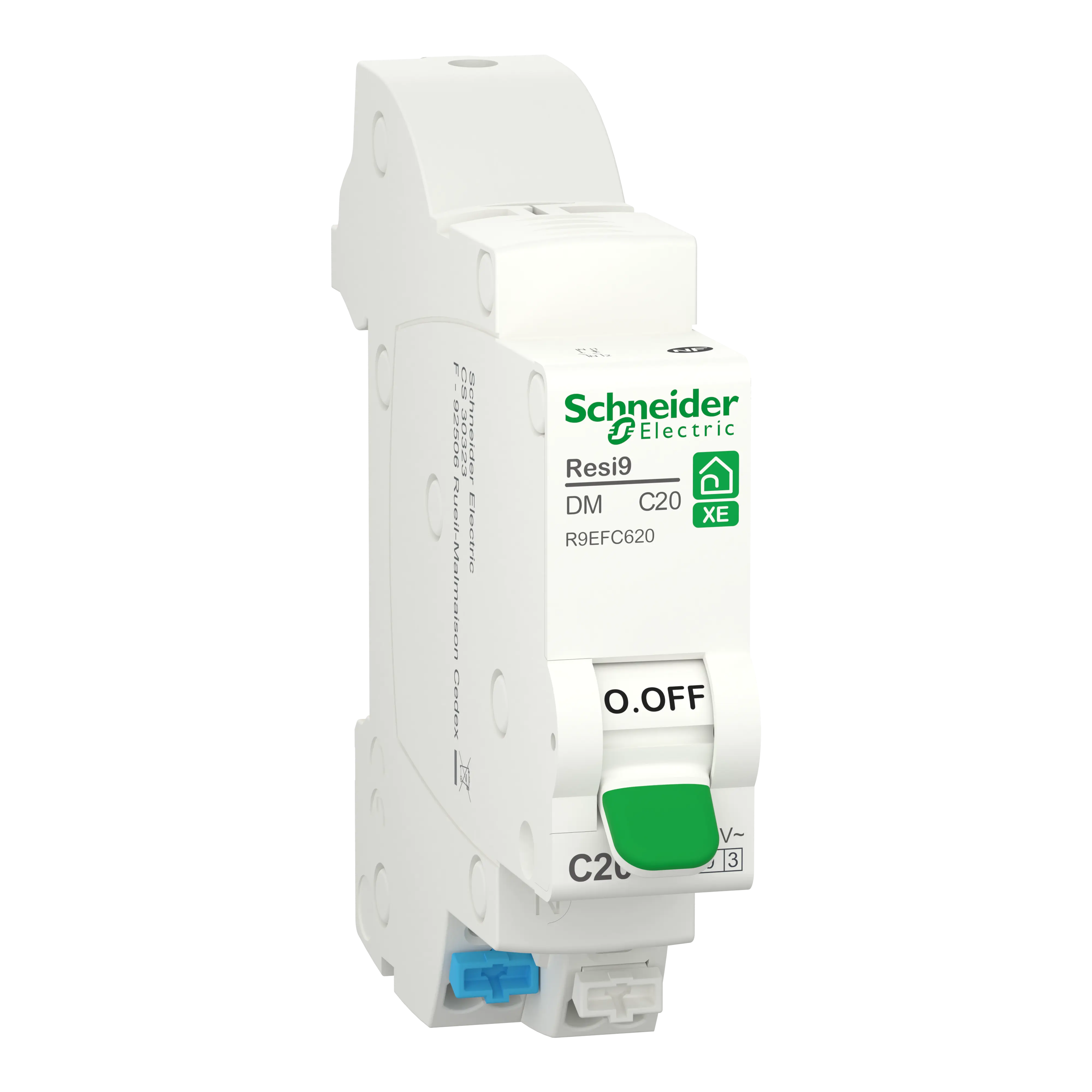 Resi9 XE - disjoncteur modulaire - 1P+N - 20A - courbe C - embrochable - SCHNEIDER ELECTRIC - R9EFC620
