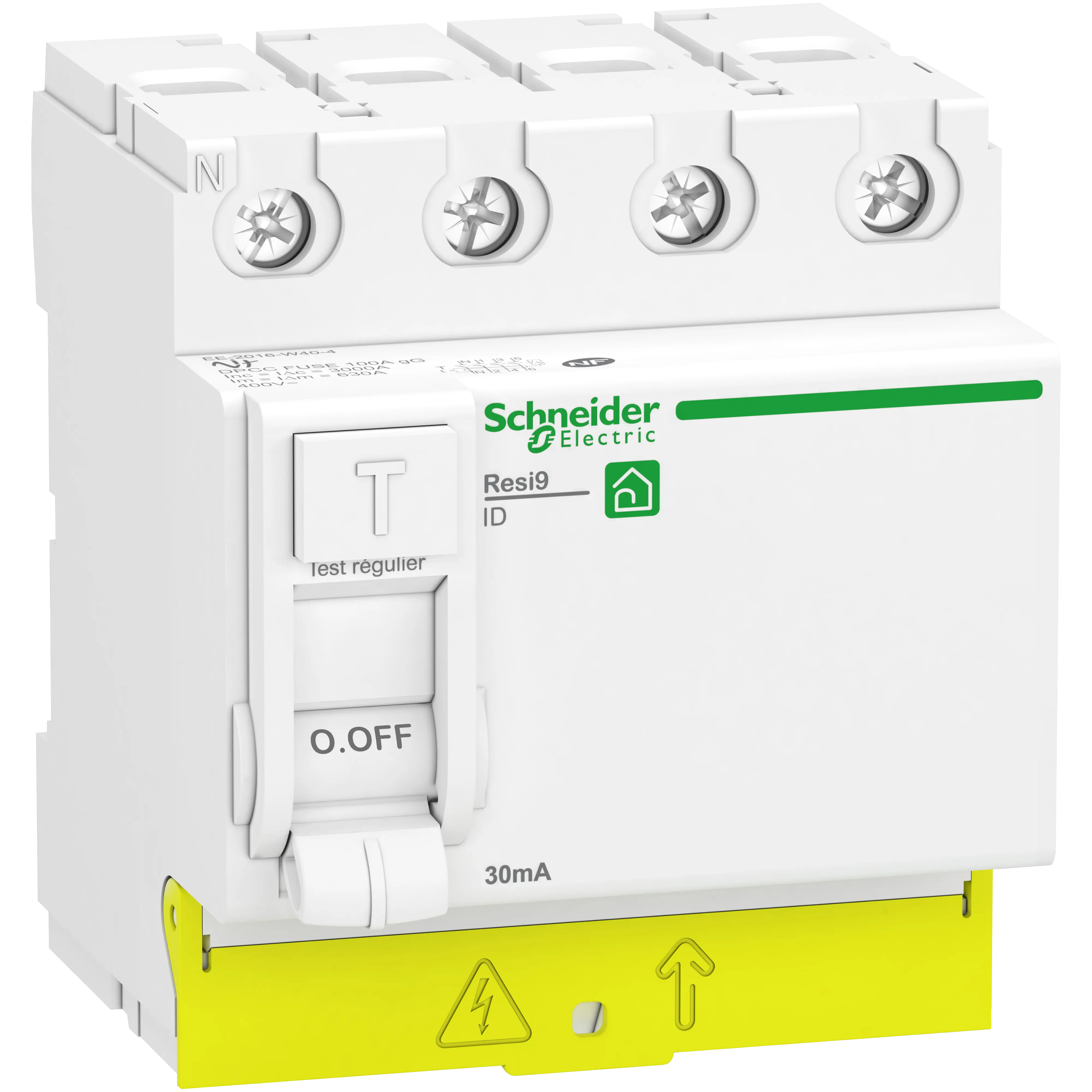 Resi9 - interrupteur différentiel - 4P - 40A - 30mA - Type A - peignable - SCHNEIDER ELECTRIC - R9PRA440