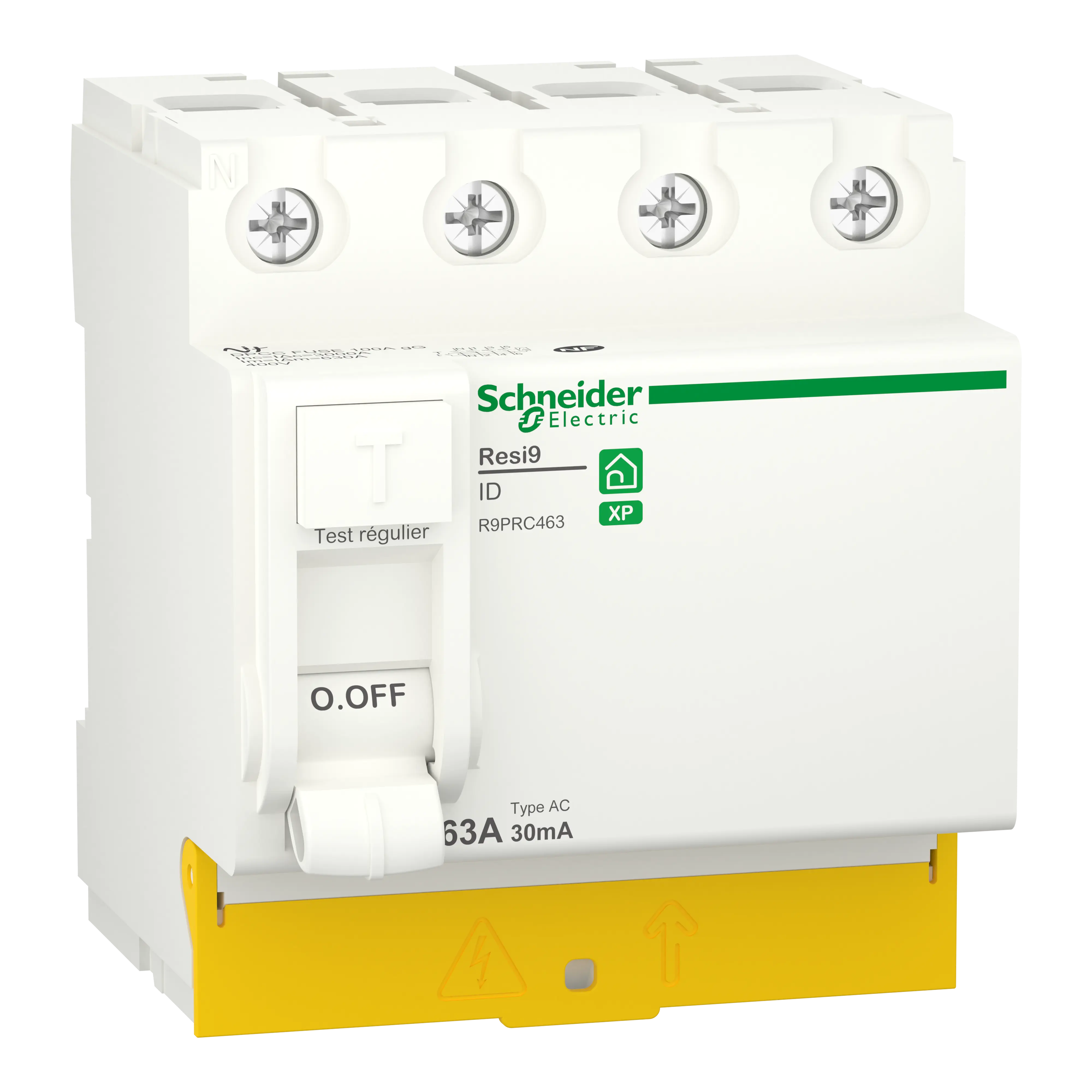 Resi9 - interrupteur différentiel - 4P - 63A - 30mA - Type AC - peignable - SCHNEIDER ELECTRIC - R9PRC463