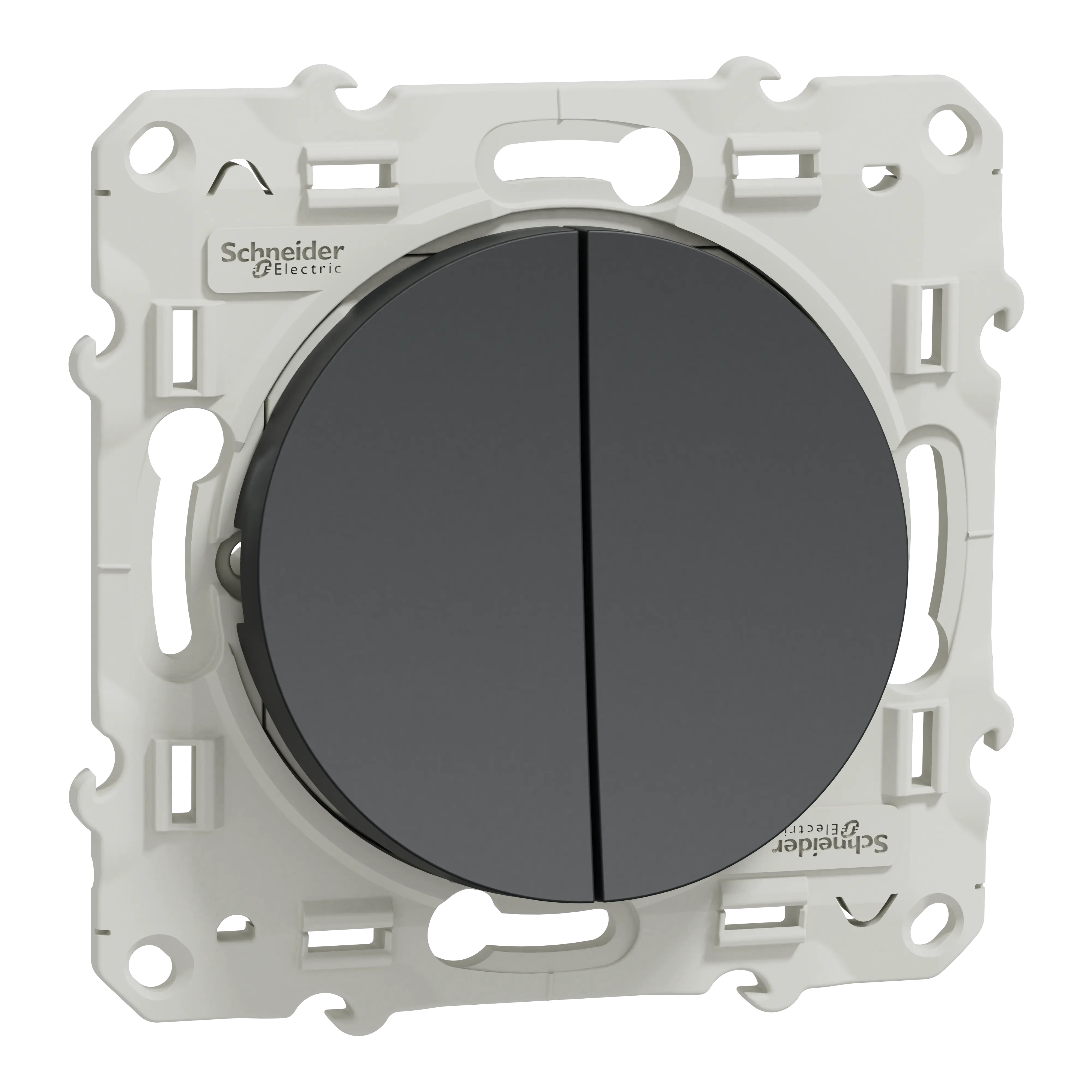 Schneider Electric Odace Double Va-et-Vient – Interrupteur 10AX Blanc Brillant, Connexion Rapide, Fixation Griffes