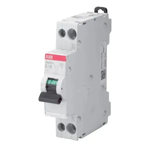 Disjoncteur modulaire - 1P+N - 6A - courbe C - 4500A/6kA - SN201L  peignable - ABB - 470233