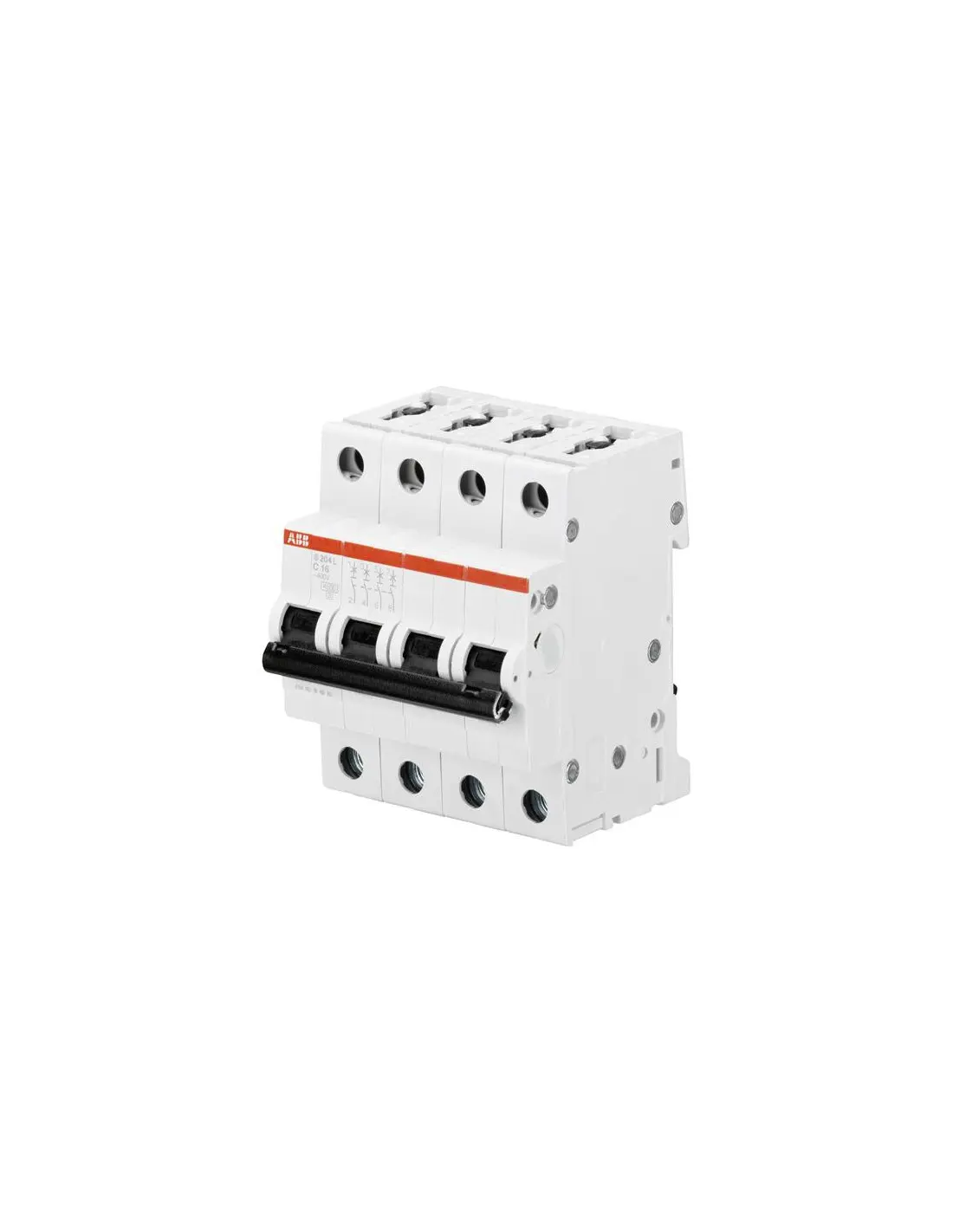 Disjoncteur S204L-C10 - 4P 10A Courbe C Raccordement à vis - 6KA (4Modules) peignable - ABB - 350436