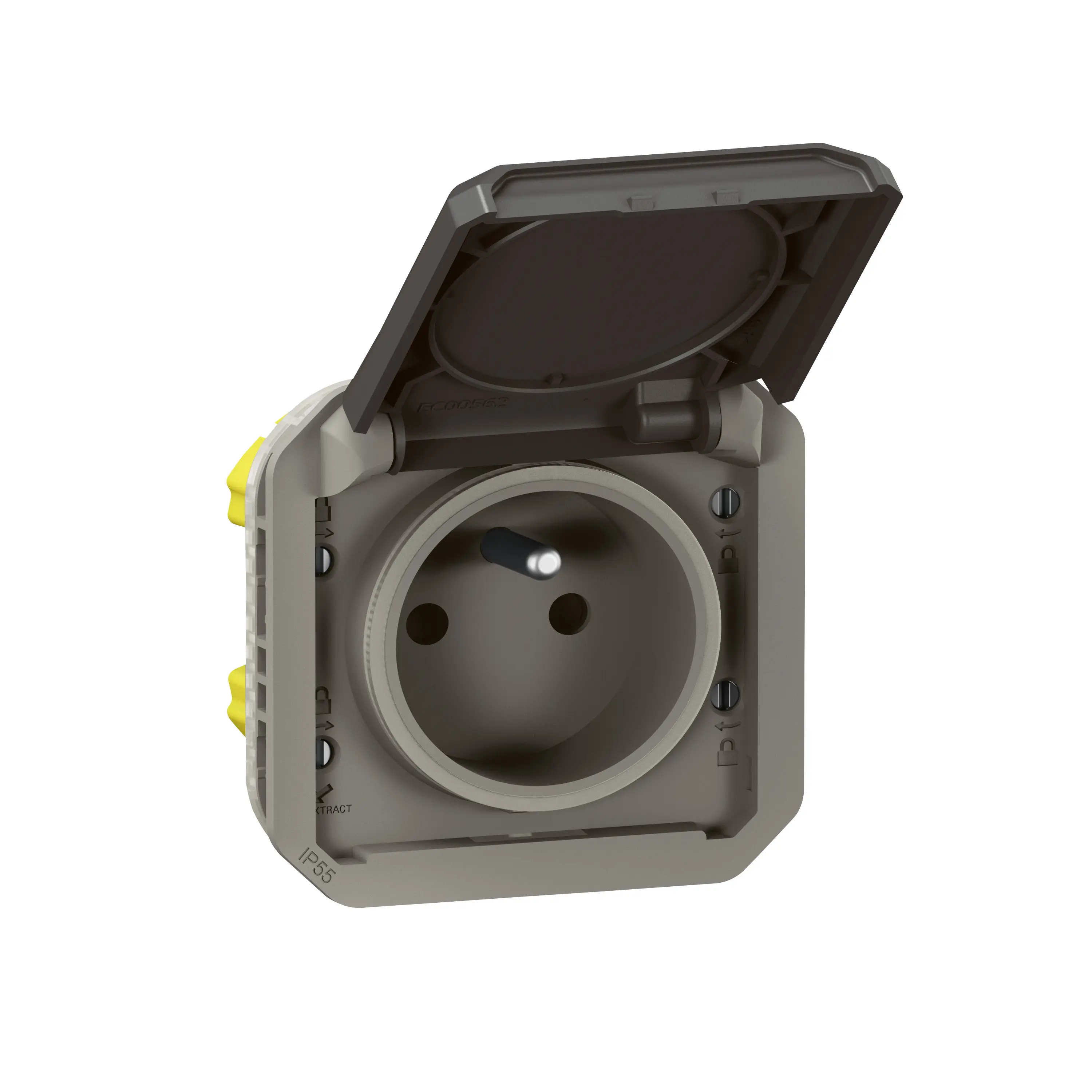 Prise de courant 2P+T étanche Plexo 16A 250V IP55 IK08 avec enjoliveur finition anthracite - LEGRAND - 069891L