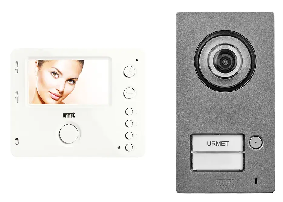 Kit portier vidéo Mini Note 2, platine avec 1 bouton-poussoir, moniteur 4,3 pouces - URMET YOKIS - 1722/93