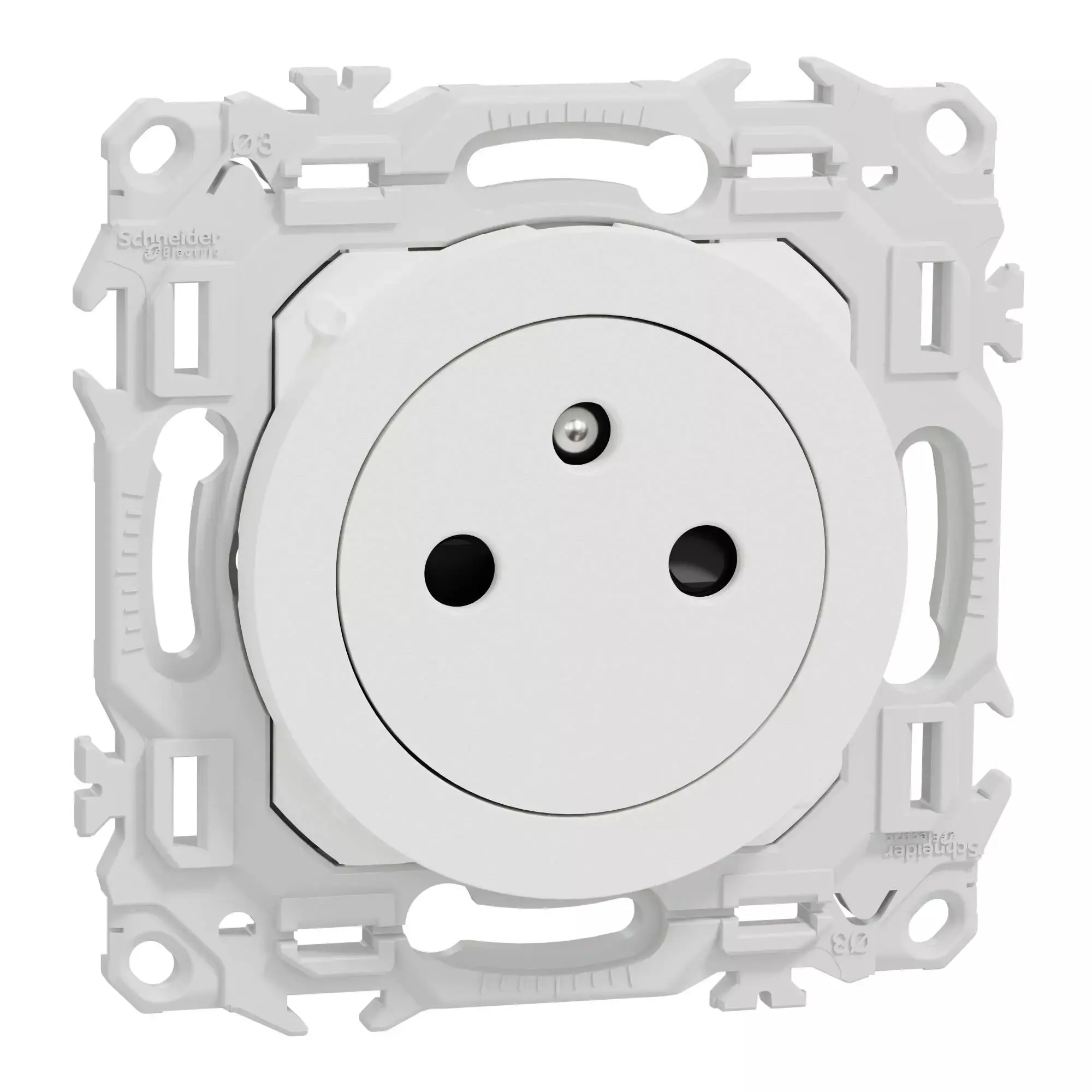 Odace - prise 2P+T affleurante - bornes automatiques - blanc craie - SCHNEIDER - S920052