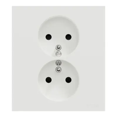 Double prise de courant 2P+T avec plaque odace installation 1 poste Blanc craie - SCHNEIDER - S921089