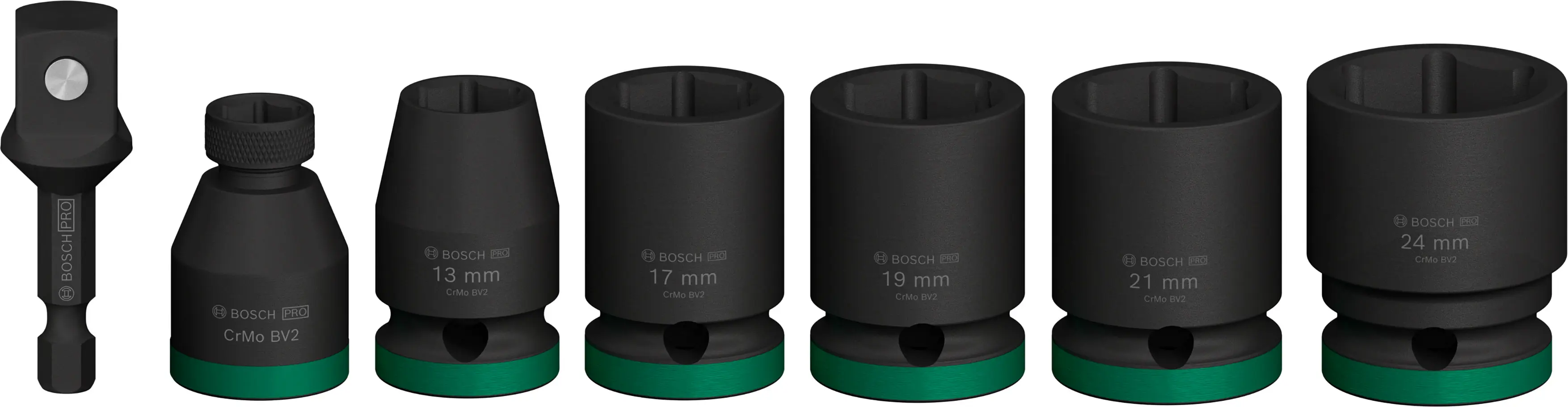 Coffret de douilles PRO Impact avec adaptateur, 1/2", Standard, 7 pièces - BOSCH - 2608003032