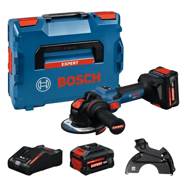 Meuleuse angulaire sans-fil avec X-LOCK - EXWX18V-15S - BOSCH - avec 2 batteries 8Ah - chargeur - L-Boxx - 06019M6101