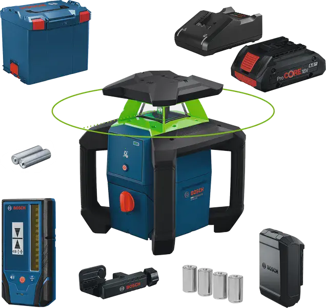 Lasers rotatifs PRO GRL18V-3-31G - BOSCH - avec 1 batterie 4,0 Ah, chargeur - L-BOXX - 0601061G00