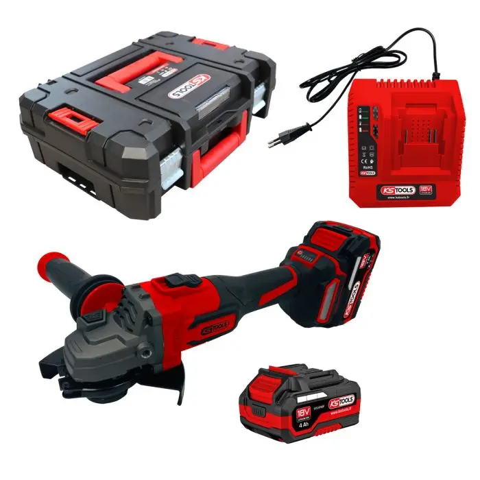 Coffret meuleuse angulaire 18V - KSTOOL - avec 2 batteries 18V 4,0Ah - chargeur - coffret - 515.4735F
