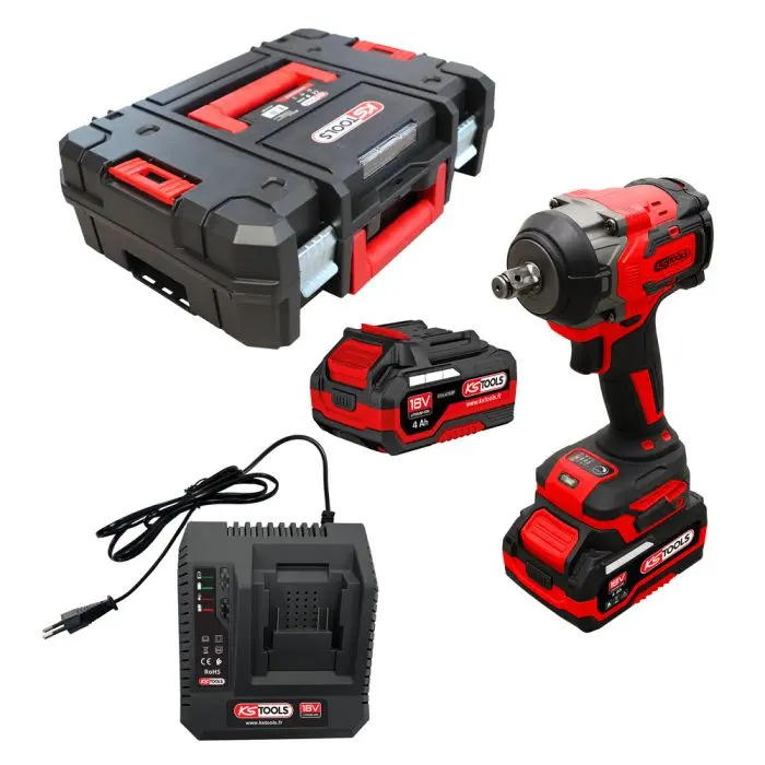 Coffret mini clé à chocs 1/2'' 18V 850 Nm - KSTOOL - avec 2 batteries18V 4,0Ah - chargeur - coffret - 515.4710F