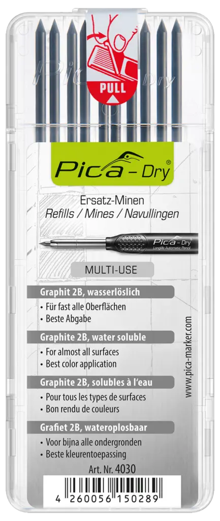 Mines de recharge graphite 2B - Étui de 10 - PICA - 4030
