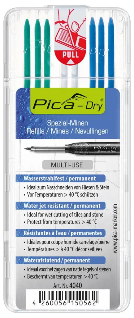 Recharge 8 mines pica dry vert / blanc / bleu - PICA - 4040