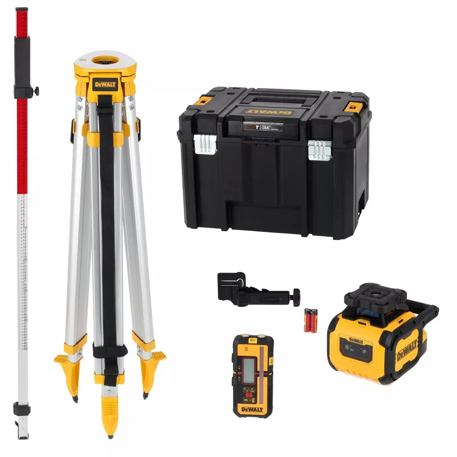 Pack pro niveau laser rotatif horizontal - faisceaux rouges - alcalines - DEWALT - DCLE05211RL-XJ