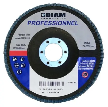 Disque abrasif à lamelles diam.125/22.23 GR 60 metal - DIAM INDUSTRIES - DAL125-60