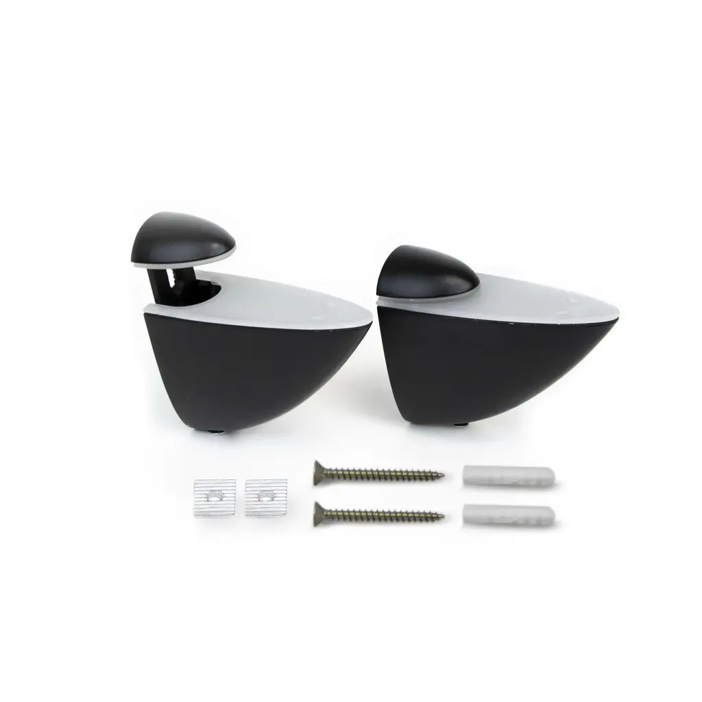 Jeu de supports Pelicano pour étagères en bois ou en verre Plastique et Zamak Peint en noir - EMUCA - 4009014