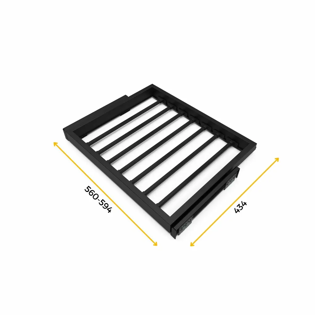 Kit 7 tringles à pantalon 600 mm Noir - EMUCA - 7029254
