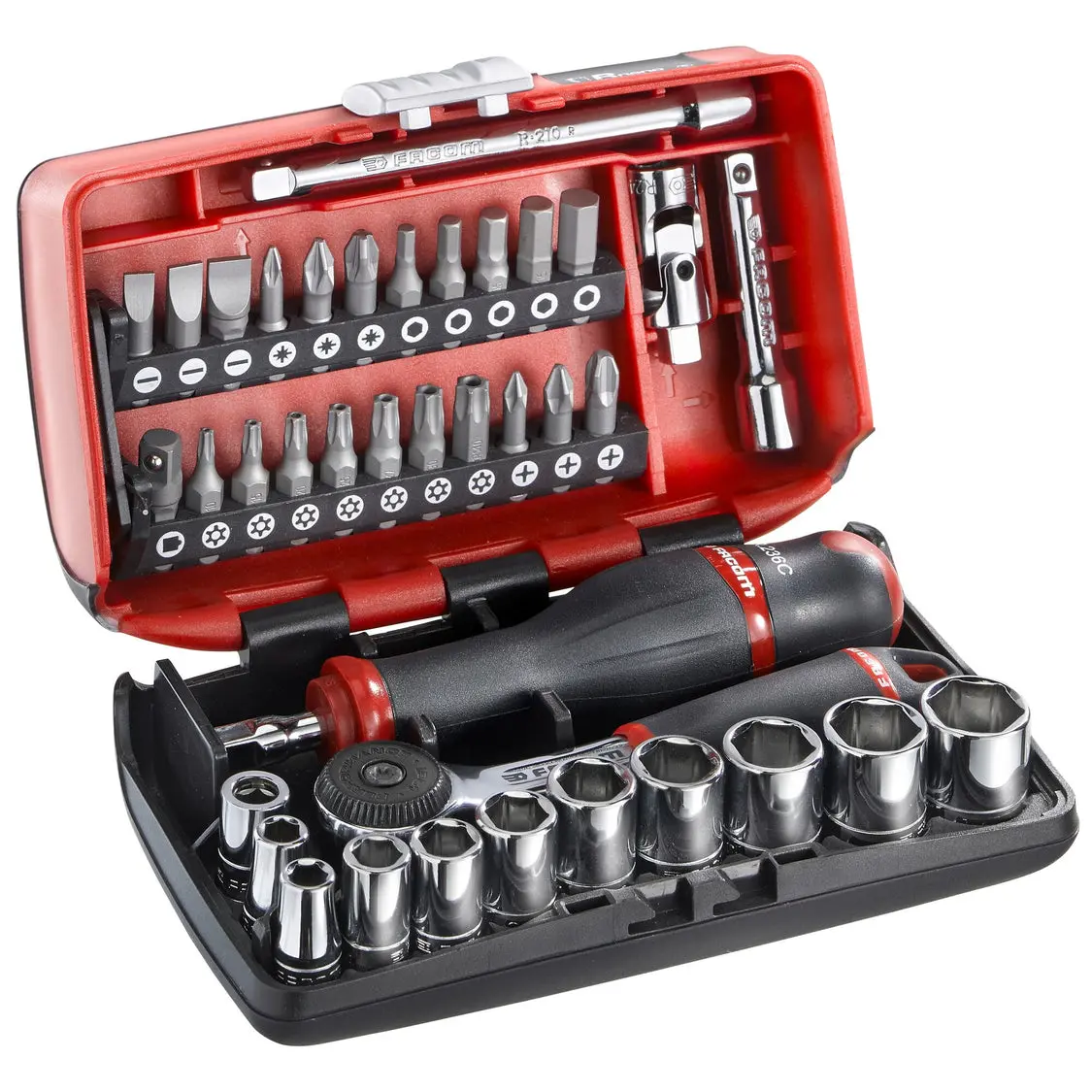Coffret 38 pièces cliquet + douilles 1/4 6 pans boite nano - FACOM - R2NANOPB