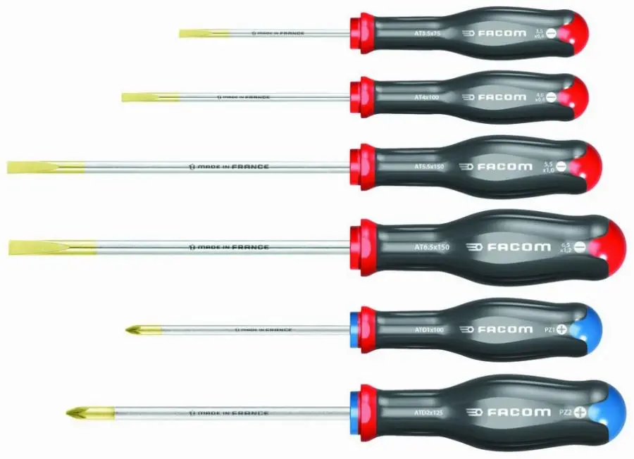 Jeu de 6 tournevis protwist lame ronde - FACOM - AND.J6PB