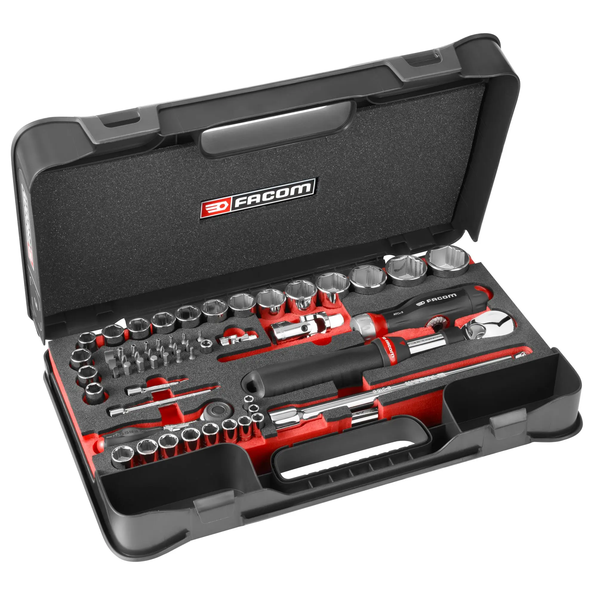 Coffret MBOX serrage 1/4 & 1/2 OGV® Grip, plateau mousse (60 pces) - FACOM - RS.GRPPB