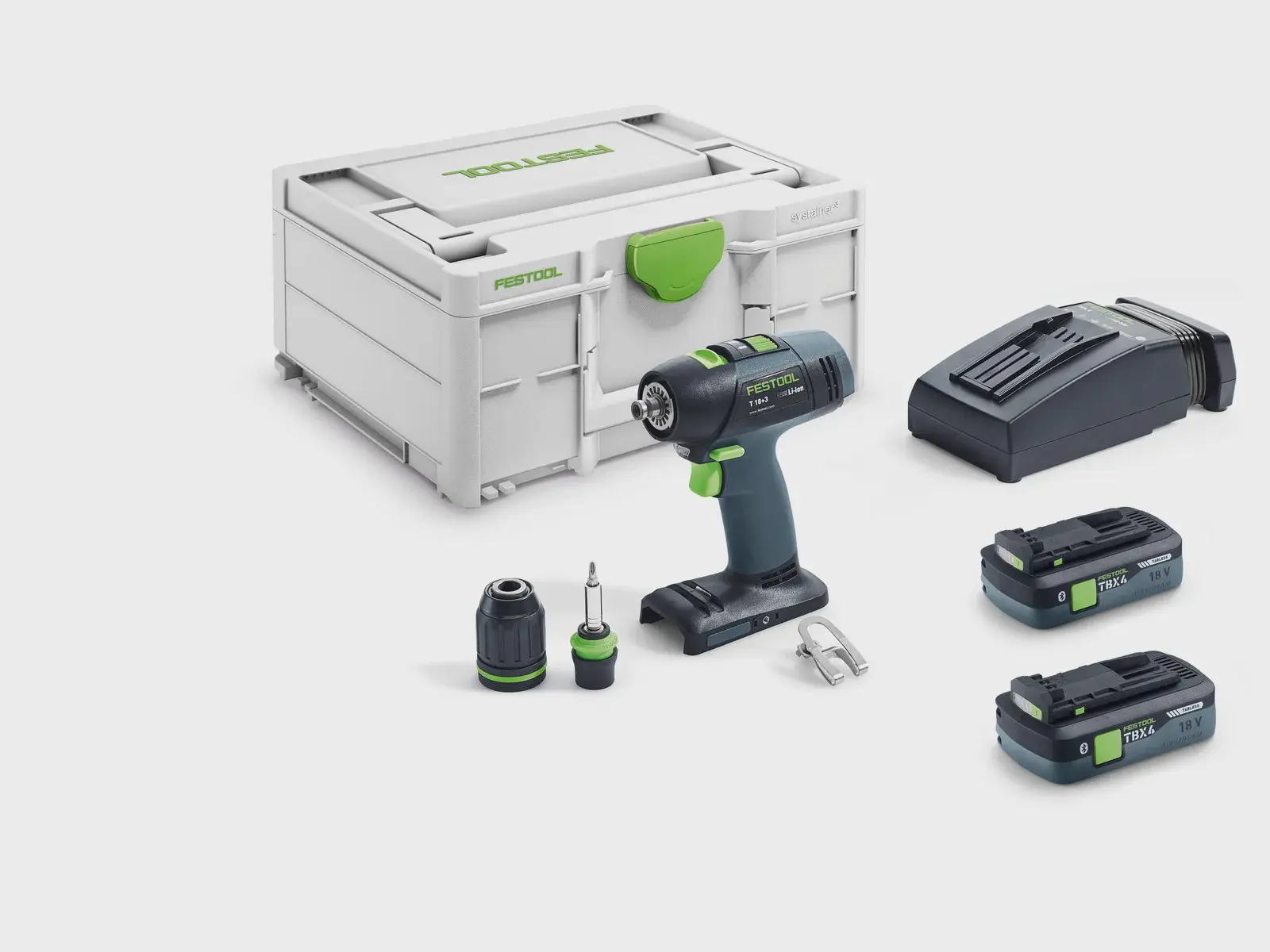 Perceuse-visseuse sans fil T 18+3 TBX 4,0 I-Plus - FESTOOL - avec 2 batteries 4Ah - chargeur - SYSTAINER - 579370
