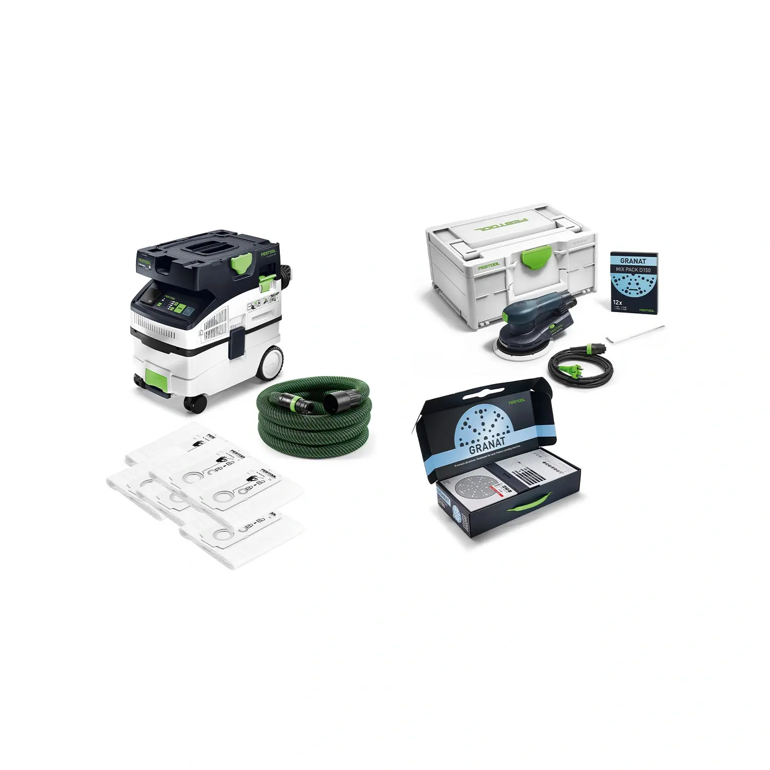 Kit combiné CTM MIDI/ETS EC/GR/FIS : aspirateur mobile sans poussière + ponceuse excentrique - FESTOOL - SYSTAINER - 578866