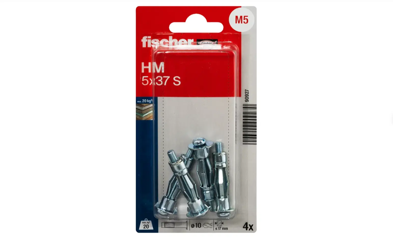 Chevilles métalliques à expansion HM 5 x 37 S avec vis - FISCHER - 90927
