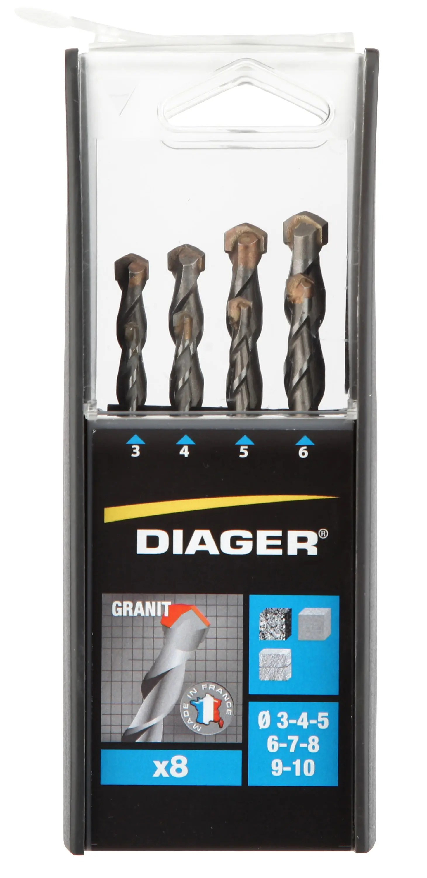 Coffret duo 8 pièces granit Ø 3-4-5-6-7-8-9-10 mm - DIAGER - 207B