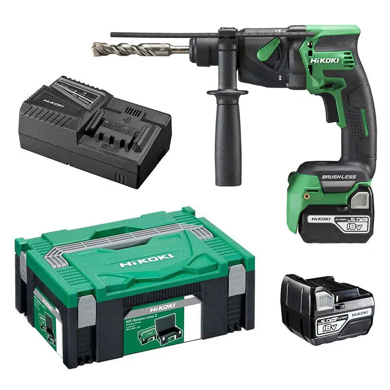 Perforateur SDS+ 18mm Brushless 18V 1,3J - HIKOKI- avec 2 batteries 5Ah - chargeur - HitCase II - DH18DPBWPZ