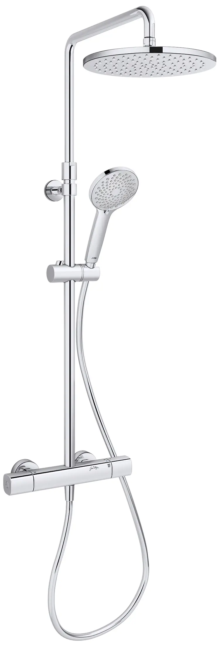 Colonne de douche téte ronde avec mitigeur thermostati5que July+  Chrome - JAOB DELAFON - E35678-9-CP