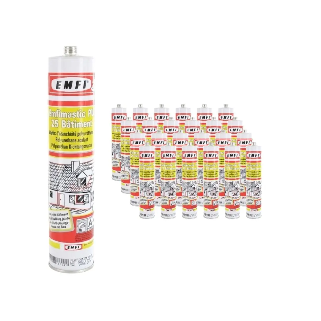 Mastic polyuréthane PU25 EMFI - Blanc - Cartouche 300 ml - Lot de 25 - 74064BE338