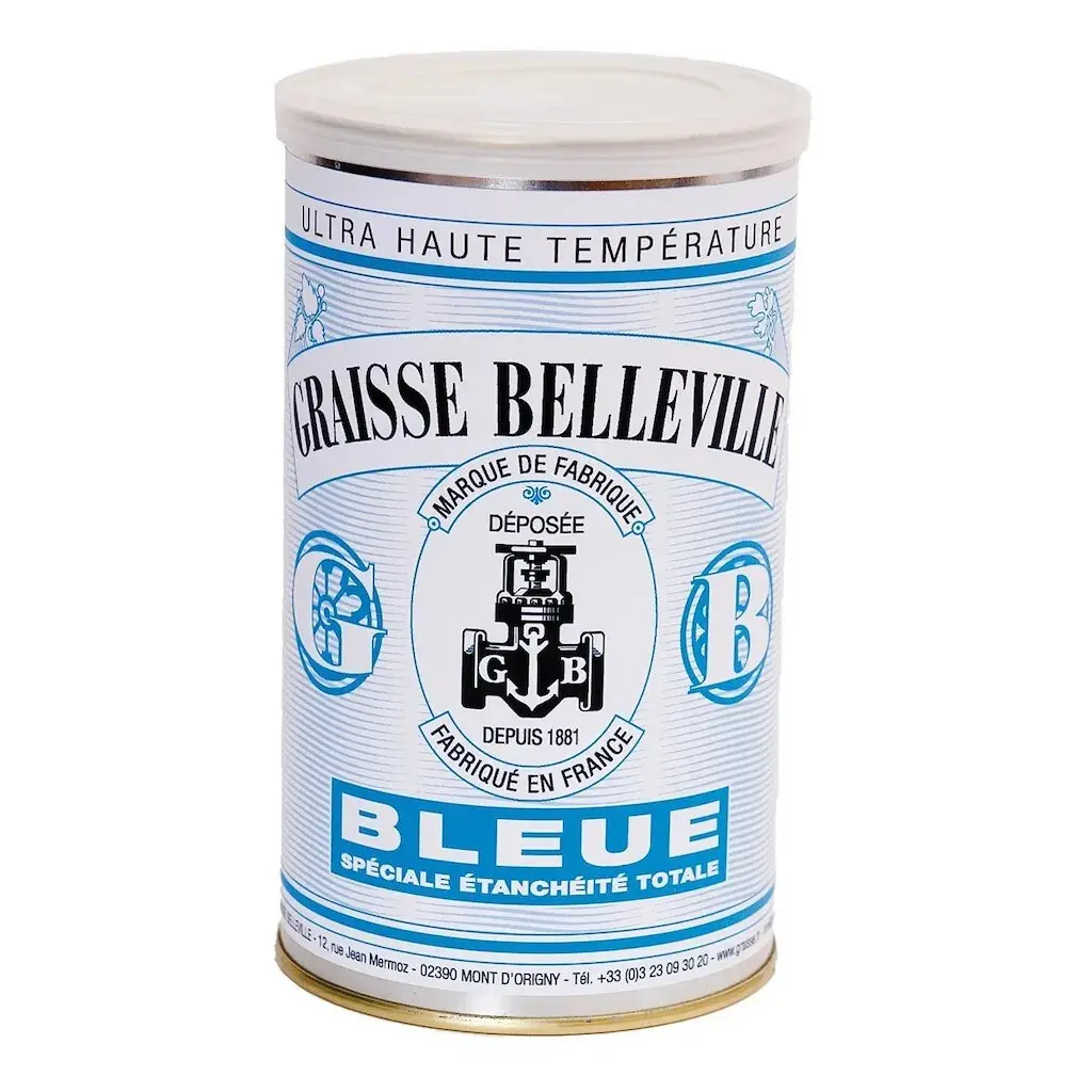 Graisse Graphite Noire Spéciale Etanchéité Totale en boîte de 1 kg, étiquette BLEUE - GRAISSE BELLEVILLE - GB100B