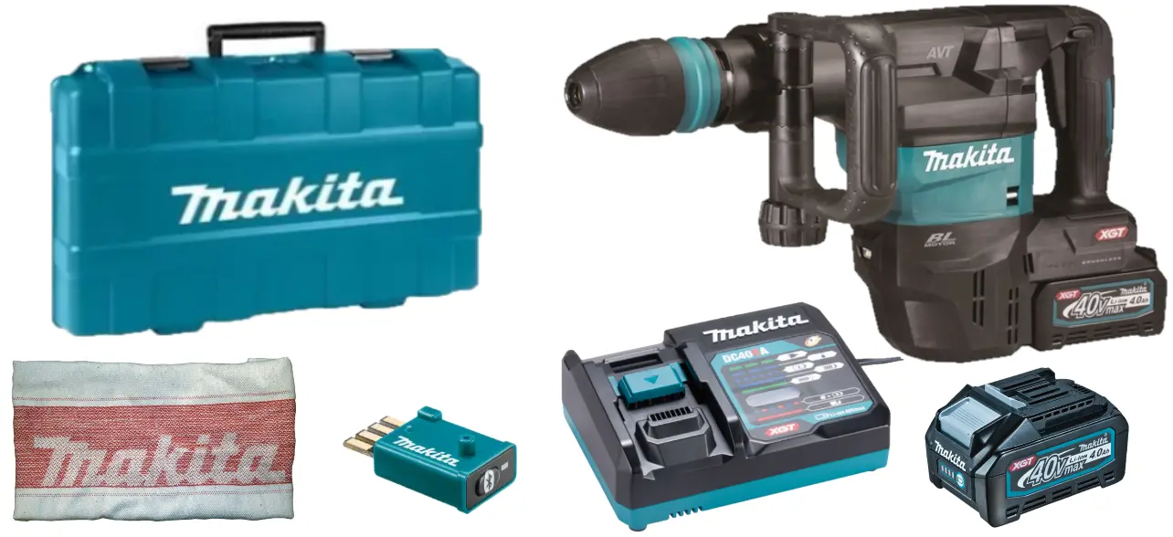 Marteau piqueur 40V SDS-MAX XGT - MAKITA - avec 2 batteries 4Ah - chargeur - COFFRET - HM001GM201