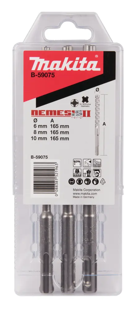 Coffret 3 Forets SDS-Plus 4 taillants TCT NEMESIS II - MAKITA -  B-59075