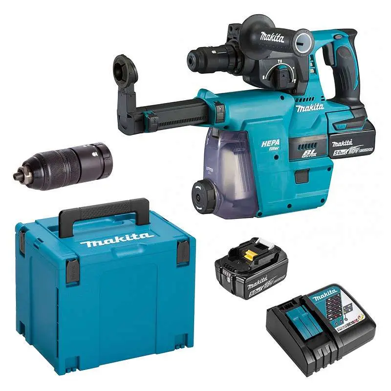 Perforateur SDS-PLUS LXT ® - MAKITA - avec 2 batterie 18V 5Ah - chargeur - MAKPAC - DHR183RTWJ