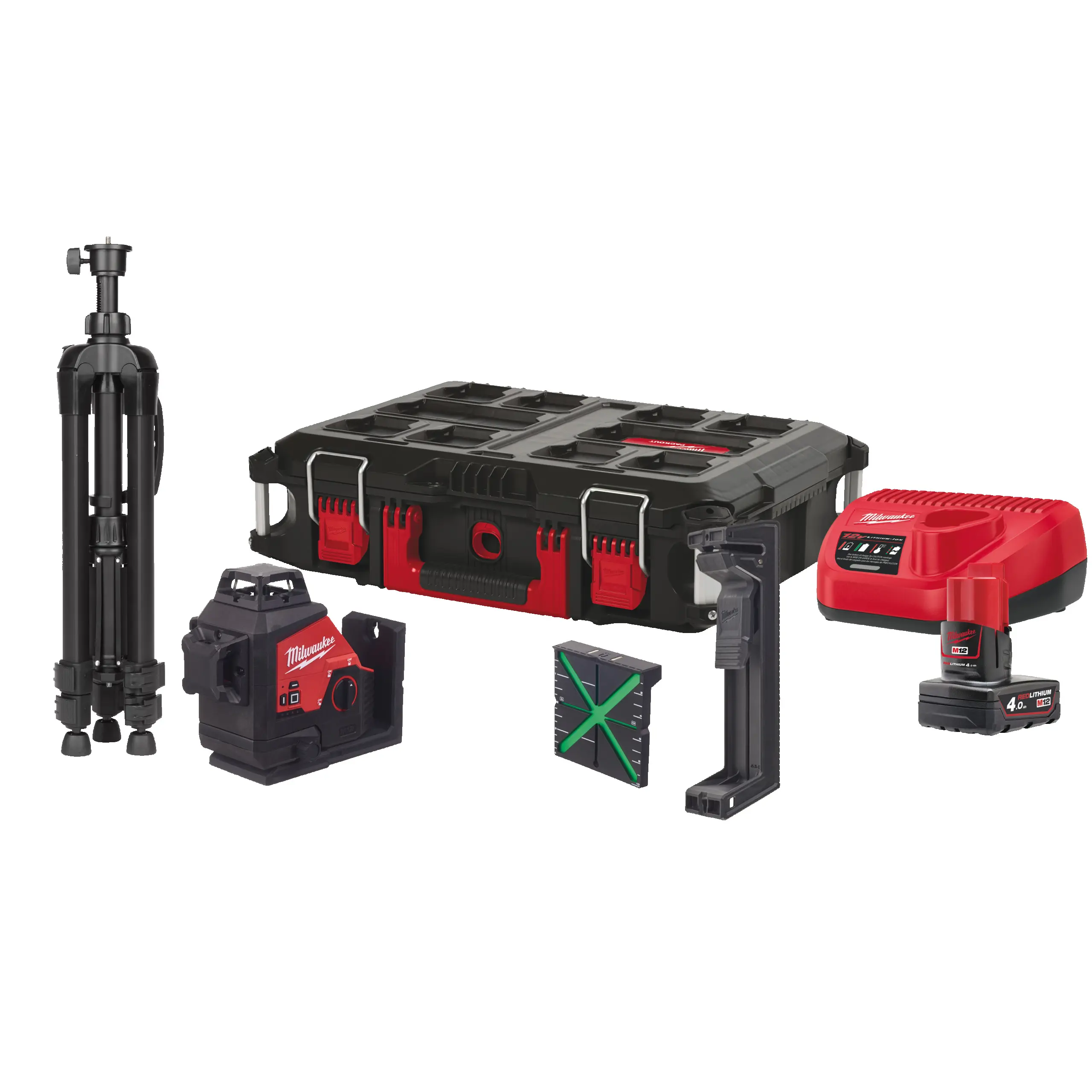 Mini Kit M12 3PLSKIT-401P laser vert 3 lignes 360°, 12V, 4Ah - MILWAUKEE - 4933499379