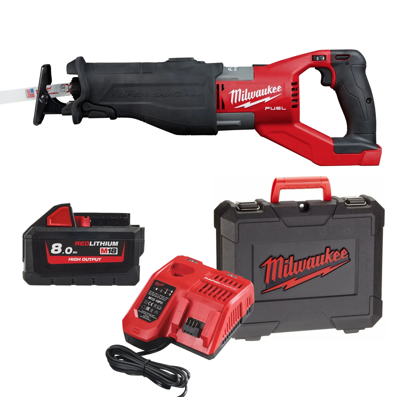  Scie sabre FUEL 18V  M18 FSX-801C - MILWAUKEE - avec une batterie 8Ah - chargeur - coffret - 4933499177