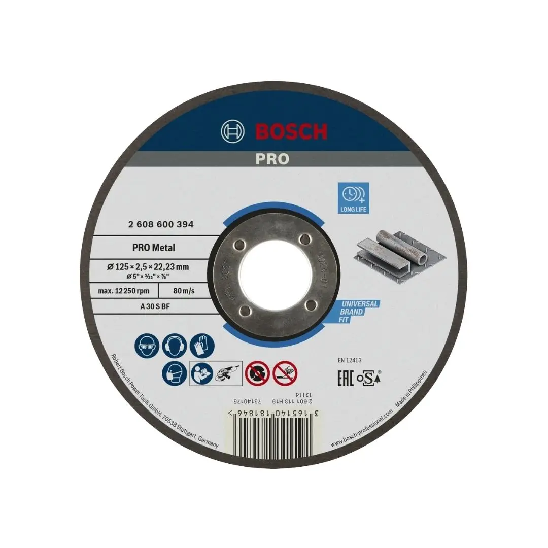 Disque EXPERT à tronçonner BOSCH à moyeu plat Spécial métaux 125X2.5 MM - 2608600394