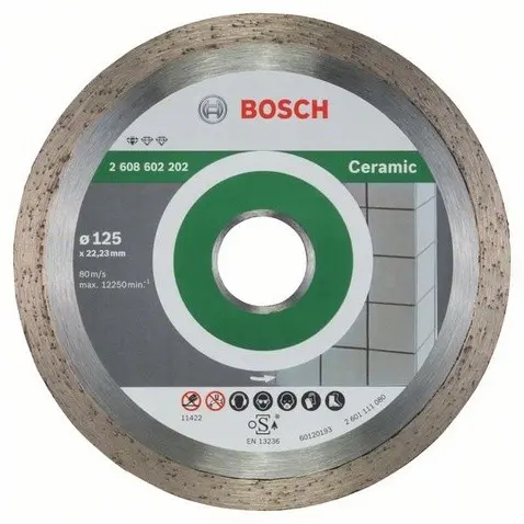 Disque à tronçonner diamanté BOSCH Standard Spécial Céramique 125X22.23 MM - 2608602202 
