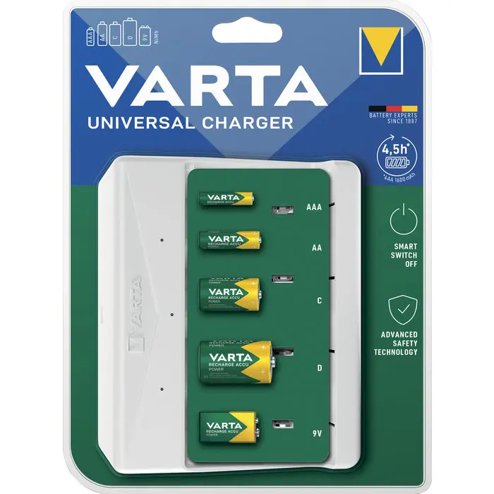 Chargeur universel 4.5H pour piles AAA/AA/C/D/9V - VARTA - 546551