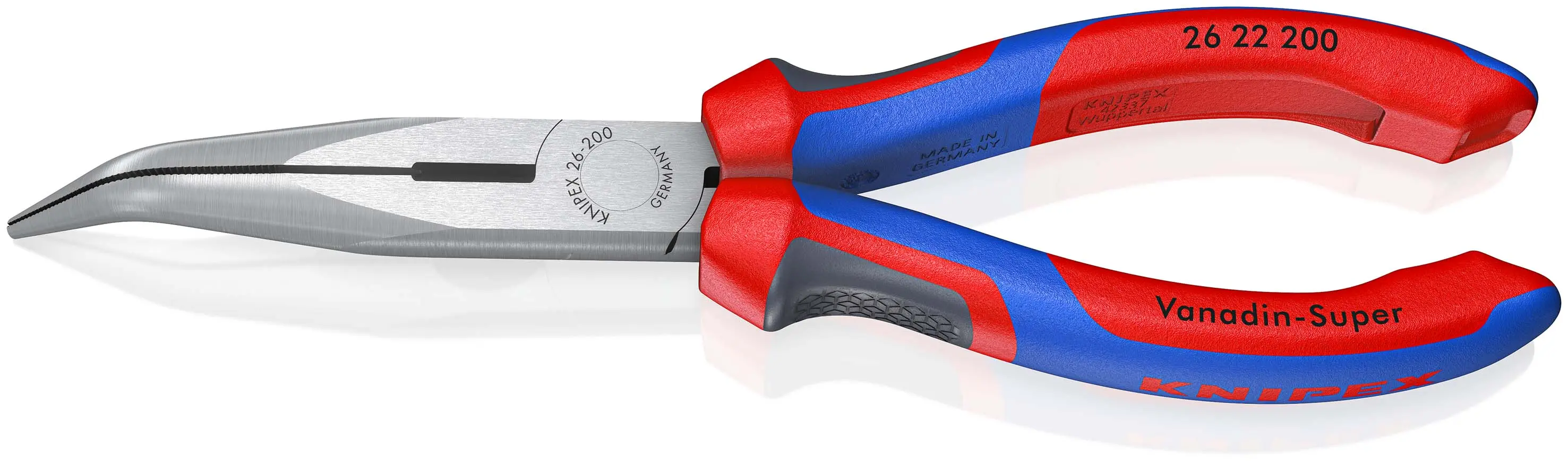 Pince à bec coudé demi-rond 200 mm - KNIPEX - Angle de 40°- 26 22 200