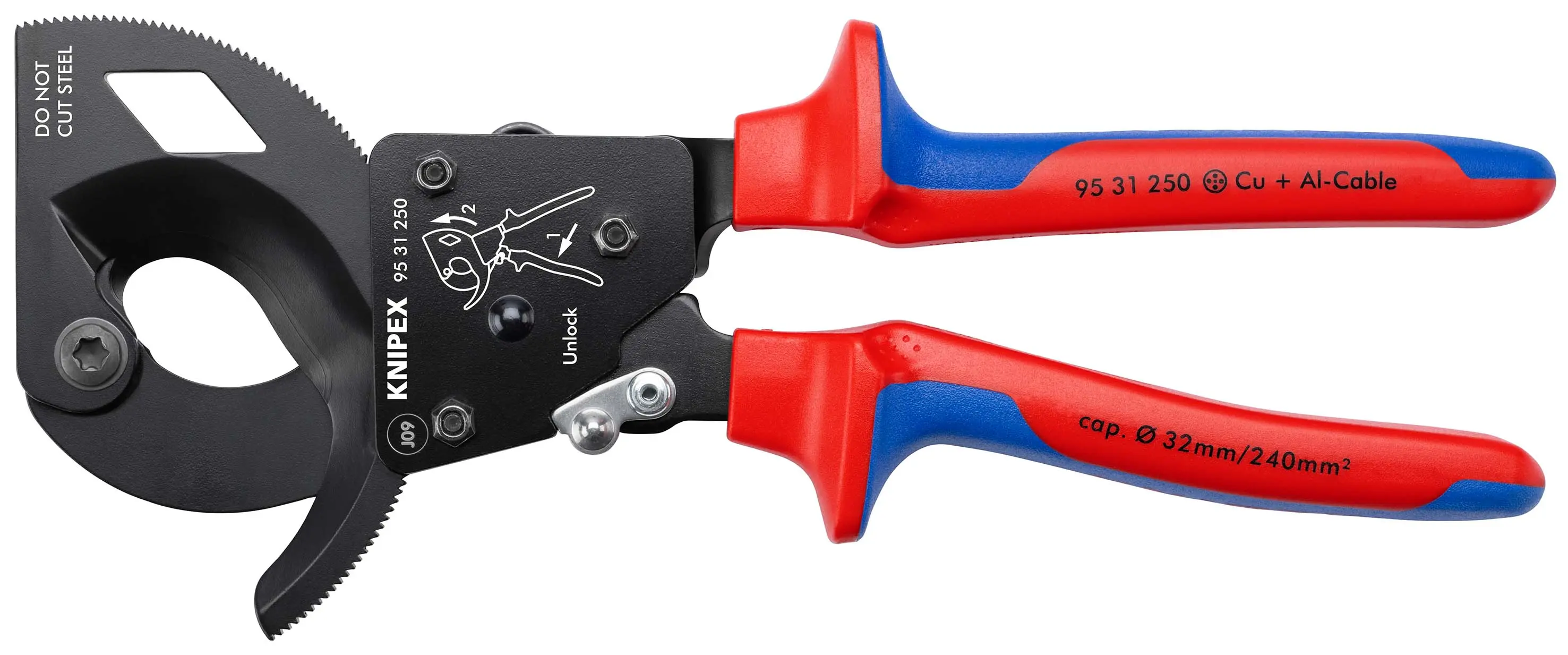 Coupe-câbles à cliquet - KNIPEX - 250 mm - 95 31 250