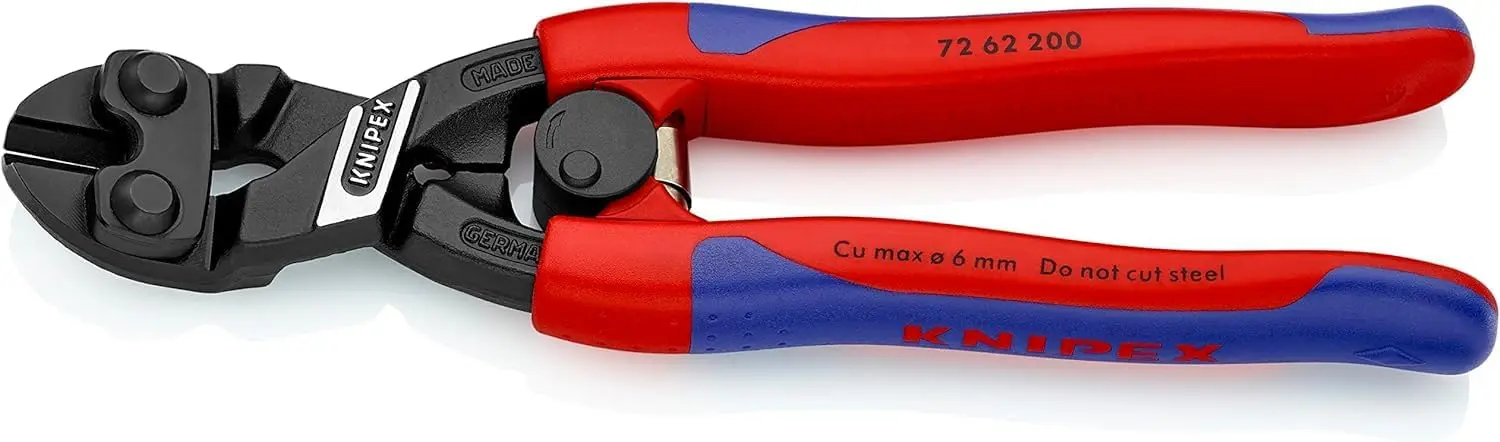Pince coupante à ras démultipliée matériaux tendres 200mm - Gainage bi-matière - KNIPEX - 72 62 200