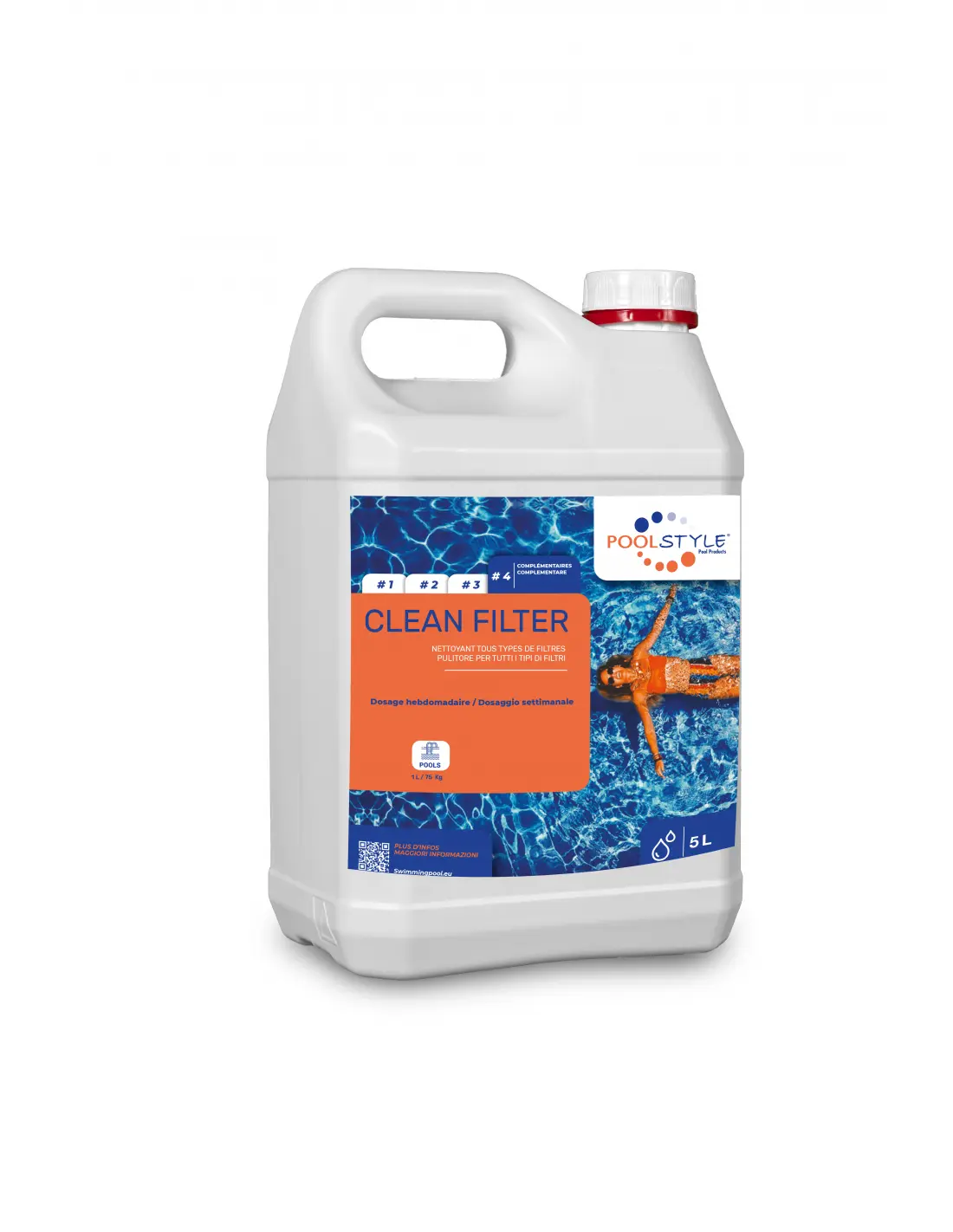 Nettoyant filtre 5L C/4 - POOLSTYLE - PSL-500-0016