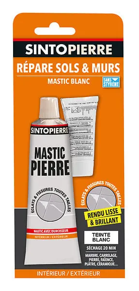 Mastic de réparation sol et mur - Bi-composants - Blanc 100g - SINTO - 32025