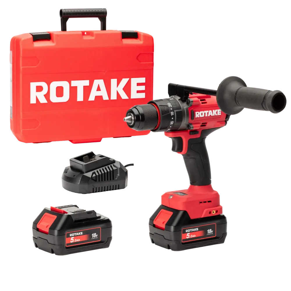 Perceuse visseuse à percussion 18V 120Nm avec 2 Batteries 18V 5Ah, Chargeur, Coffret - ROTAKE - D2H-50D