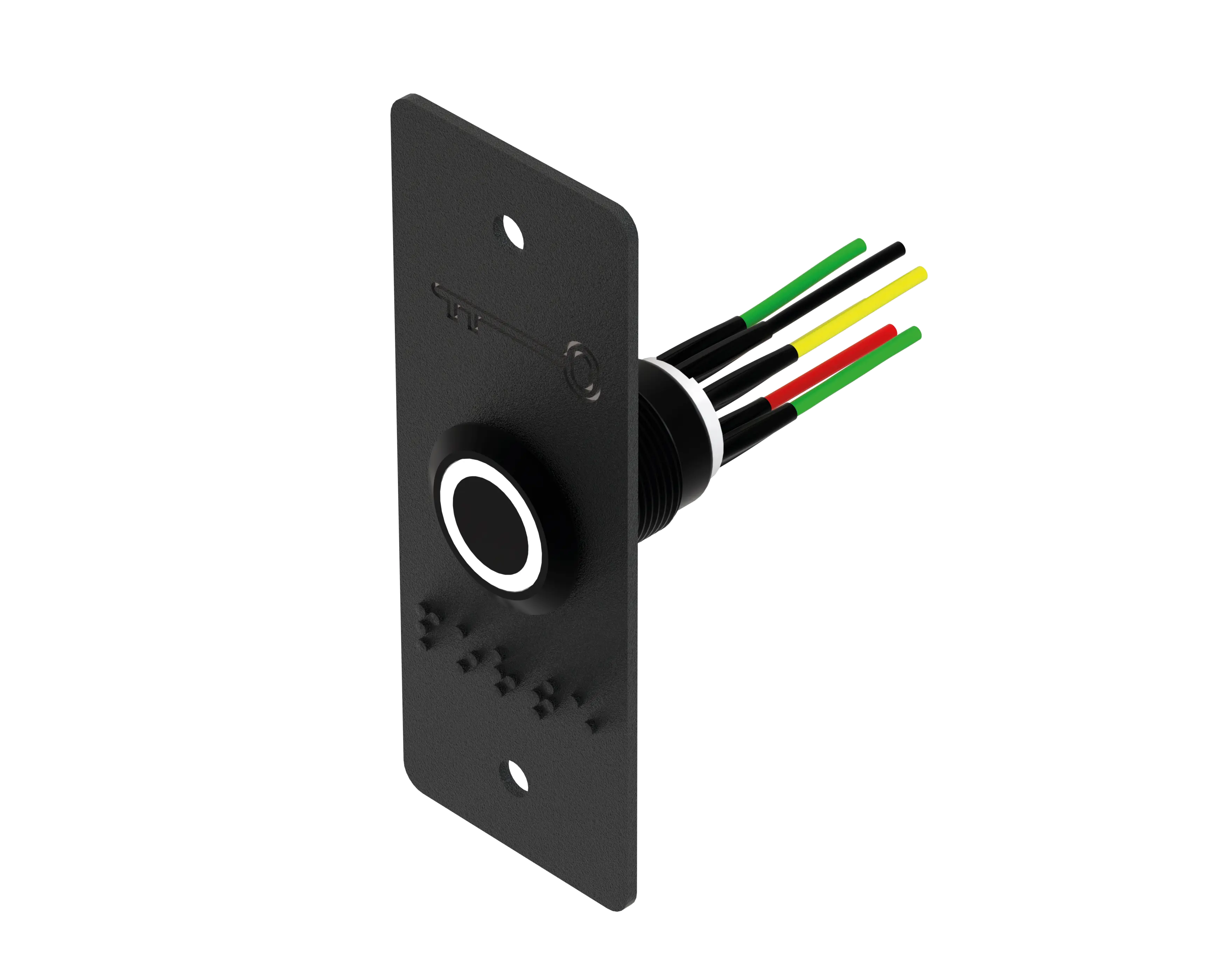 Bouton poussoir INOX Noir LED Vert/Blanc 19 mm NO+NC + PBP19_4 6 fils soudés - SEWOSY - PB19VB_6FBE-N