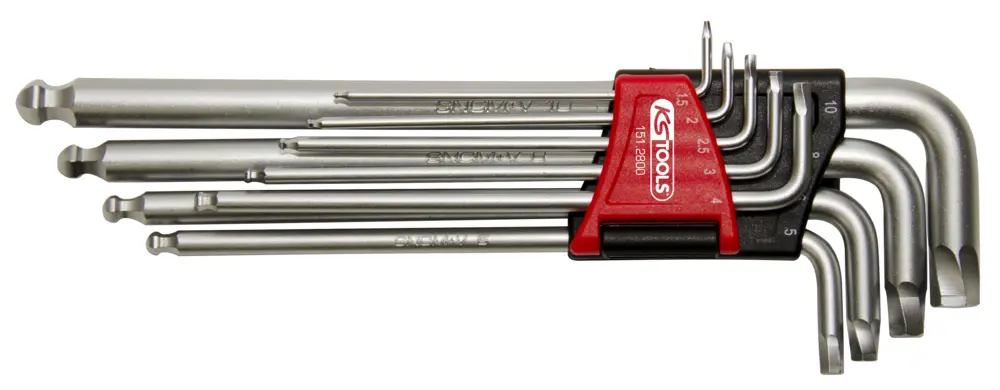 Jeu de 9 clés mâles 6 pans, tête sphérique + vis abimées - KSTOOLS - 151.2800