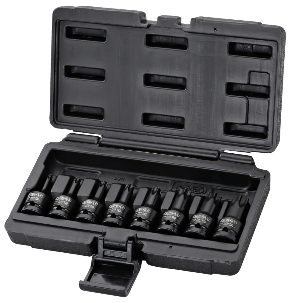 Jeu de 8 douilles tournevis à chocs courtes TORX® 1/2", T30 à T80 - KSTOOL - 515.1107
